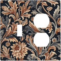 Wallplates Vintage Grey Plant Leaves Brown Flowers 1 Toggle 1 Duplex Switch Plate Electrical GFCI Faceplate Decorative Light Switch Covers for Bedroom Home Decor