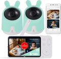 Baby Monitor with 1 or 2 HD Cameras – No WiFi Needed, AI Sleep Detection, Night Vision, Two-Way Talk, Temperature Alerts – Split Screen Option (2 Camera)