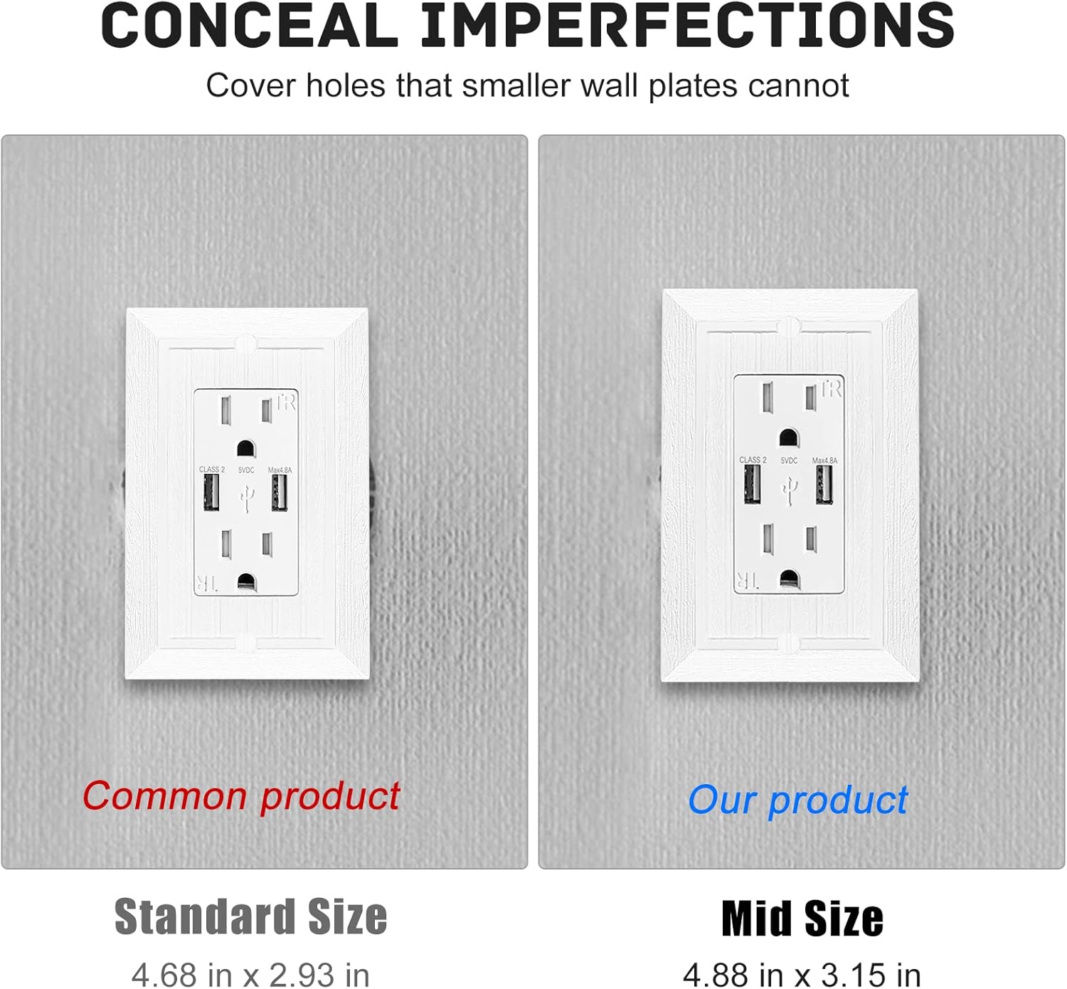 Modern Decorative Wall Plate Retro Wood Grain design Switch Cover Outlet Cover for Light Switch, Smart Switch, Dimmer, GFCI, USB Outlet (4 Pack, Single Decorator)