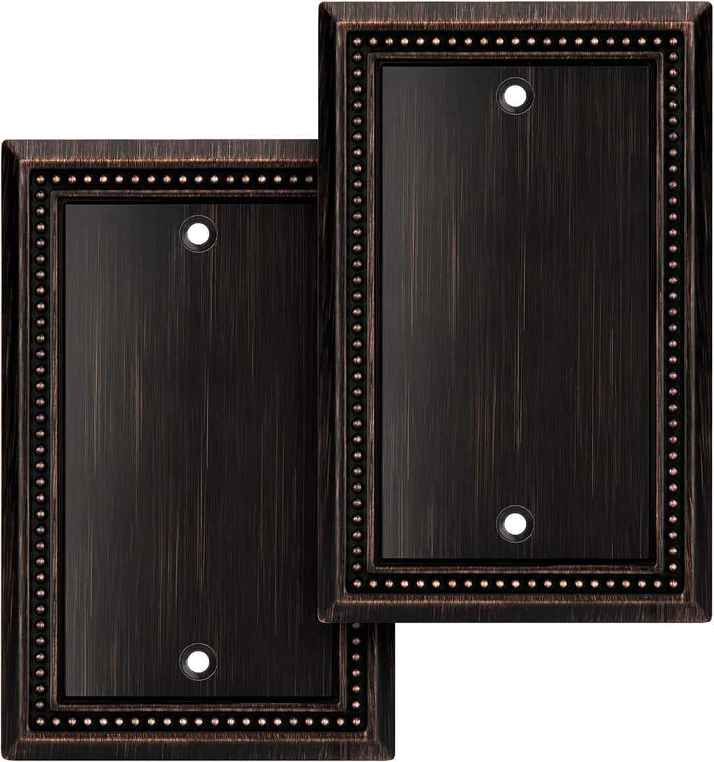 Henne Bery Sunken Pearls Heavy Duty Decorative Wall Plate Switch Plate Outlet Cover (Single Blank, 2 Pack, Aged Bronze)