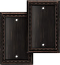 Henne Bery Sunken Pearls Heavy Duty Decorative Wall Plate Switch Plate Outlet Cover (Single Blank, 2 Pack, Aged Bronze)