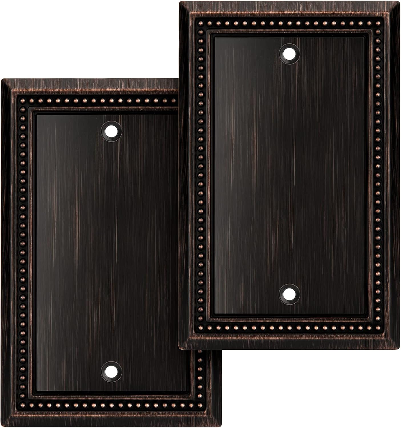 Henne Bery Sunken Pearls Heavy Duty Decorative Wall Plate Switch Plate Outlet Cover (Single Blank, 2 Pack, Aged Bronze)