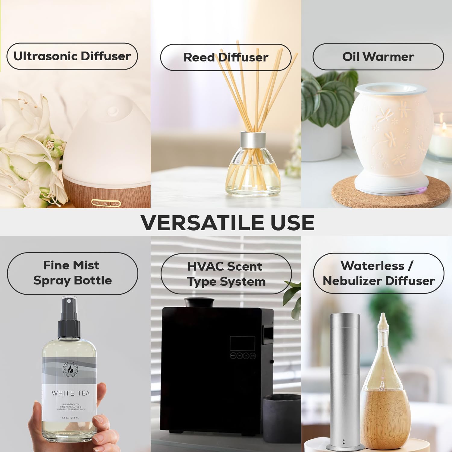 Aroma Country White Tea Diffuser Oil - Luxury Essential Oils for Diffuser Refill & Air Freshener Room Spray, Long-Lasting, Natural Home Fragrance and Hotel Scent for Diffusers & Machines (4 Fl. oz)