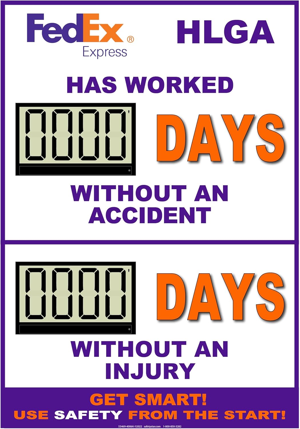 Full Size Digital Safety Scoreboard 20" x 28" – Battery Operated LED Scoreboard, Electronic Scoreboard, Large Digital Timer, Digital Scoreboard with Remote, Safety Sign for Workplace, Custom Office, Indoor Use