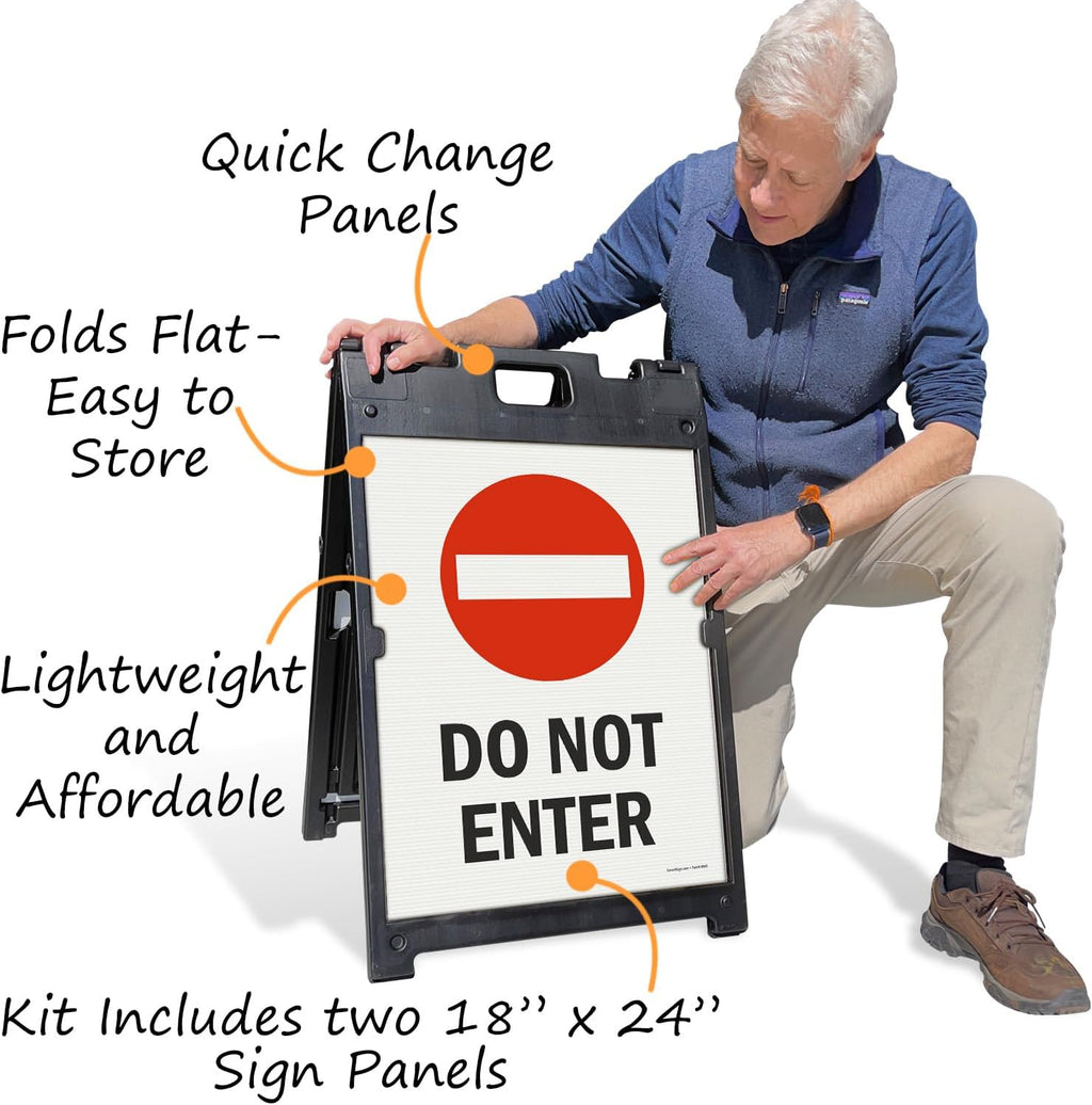 SmartSign 24" x 18" Do Not Enter Sidewalk Sign Kit, Two-Sided A-Frame, Plastic, USA Made, Red, Black and White (1 A-Frame + 2 Sign Panels)
