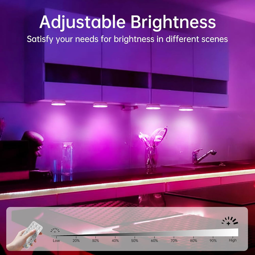 Homelist NL4 Sensor Lights Indoor, 6 Pack RGB Rechargeable Puck Light with Remote, Battery-Operated Motion Activated Night Light for Hallway, Bathroom, Kitchen, Cabinet, Stairs
