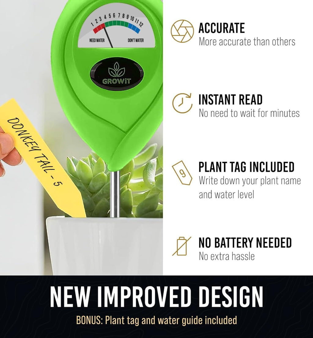 GROWIT Soil Moisture Meter for Plants - Plant Moisture Meter for House Plants | Hydrometer for Plants | Plant Moisture Meter Houseplants | Water Tester for Plants | Farming Plants (Pack of 2)