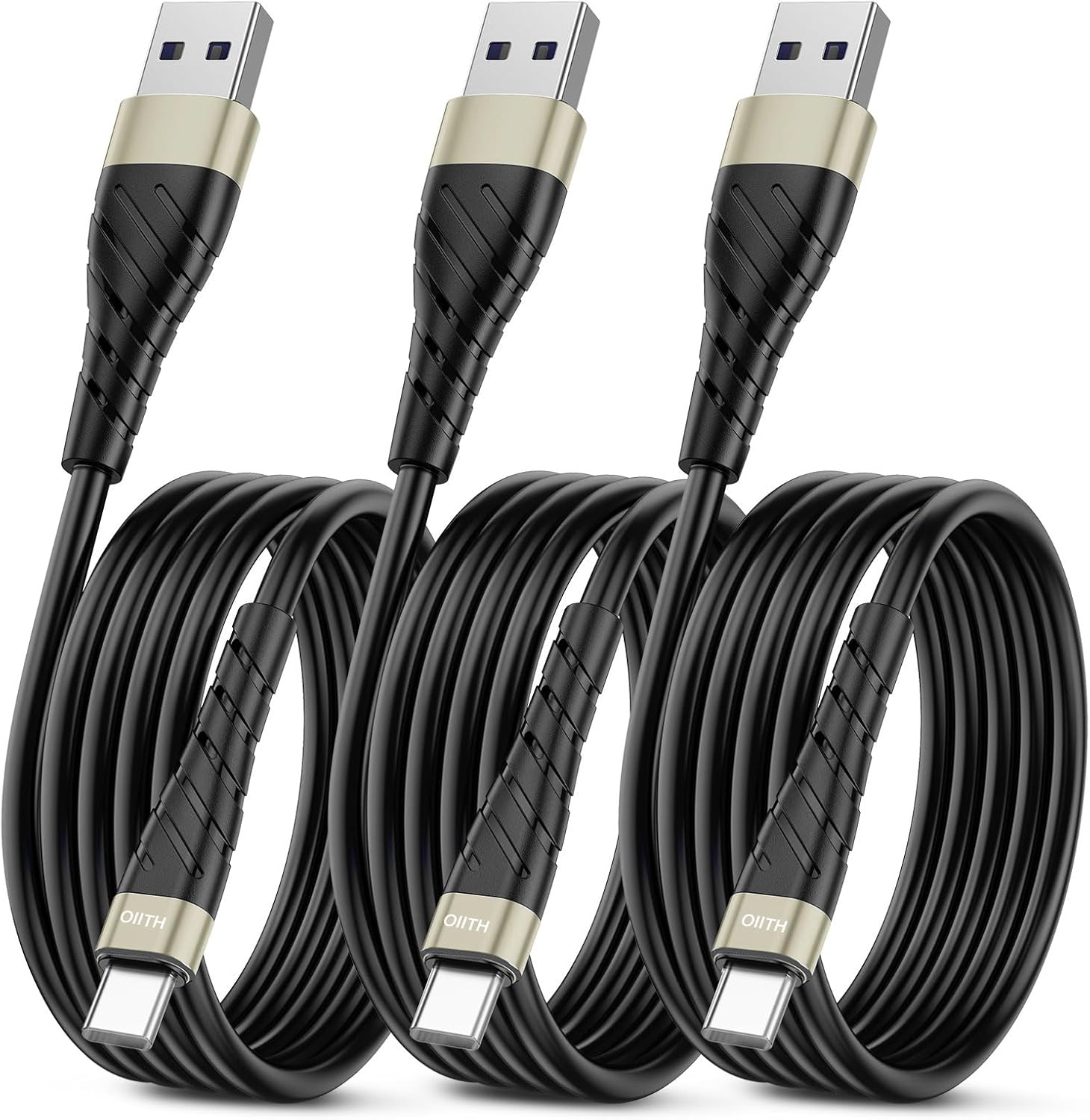 OIITH 3FT Gold 3Pack USB Type C to USB A 3A Fast Charging Cable for iPhone 15/15 Plus/15 Pro/15 Pro Max/Samsung/Pad/Laptop/LG