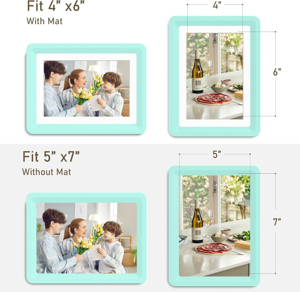 Green 5x7 Picture Frame with Acrylic Front 1 Pack, ABS Frame for 5x7 or 4x6 Photos, Shatterproof UV-Resistant Tabletop Photo Frame, Vertical/Horizontal Display for Home Décor