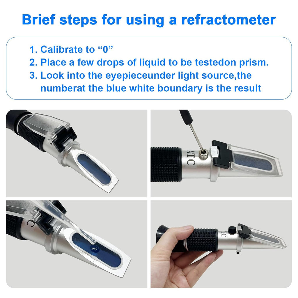 5-in-1 Refractometer for DEF Urea Concentration, Windshield Washer & PG/EG Antifreeze Freeze Point, Battery Specific Gravity - Refractometer for Coolant, Antifreeze, and Diesel Fluid