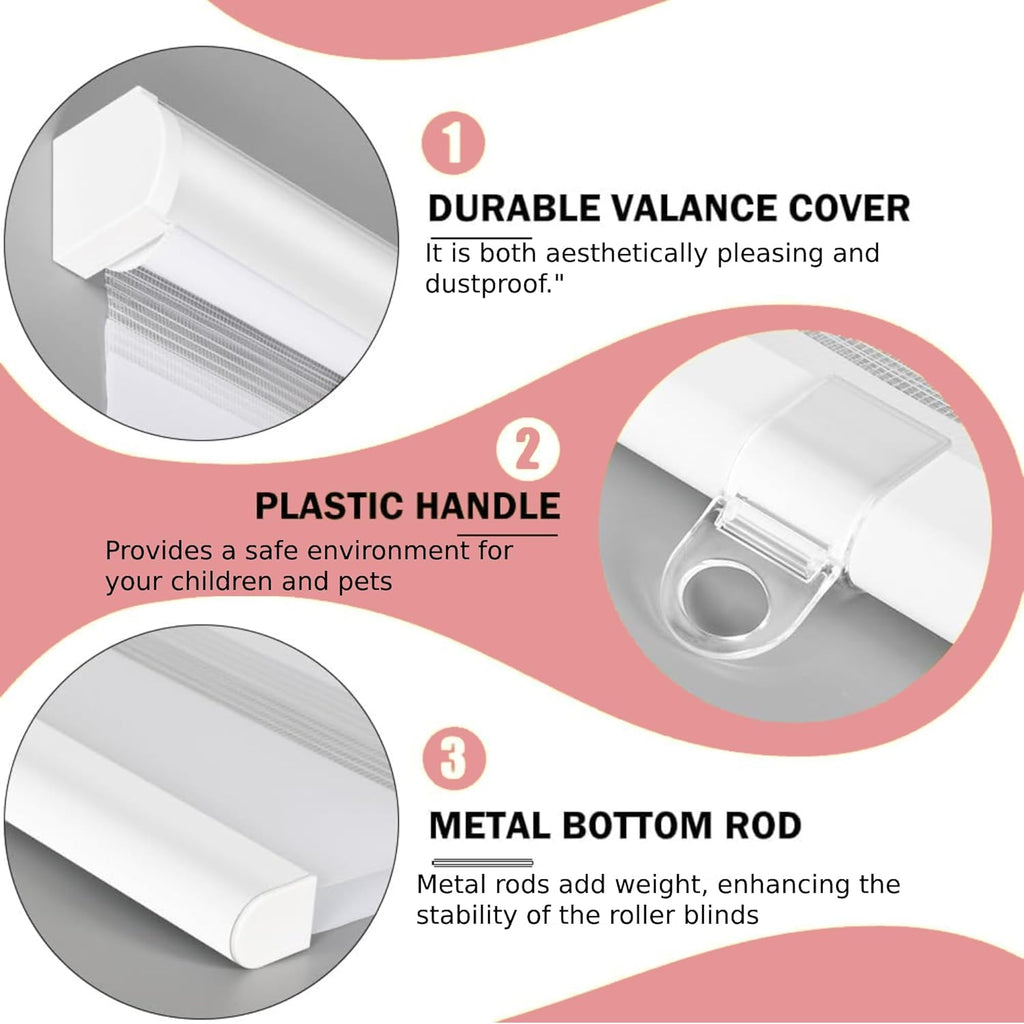 ShadesU Cordless Zebra Blinds for Windows, 65" W x 72" H, Cream, Dual Layer Free-Stop Zebra Shades, Light Control for Day and Night, Sheer Blinds for Indoor Windows, Bedroom, Kitchen