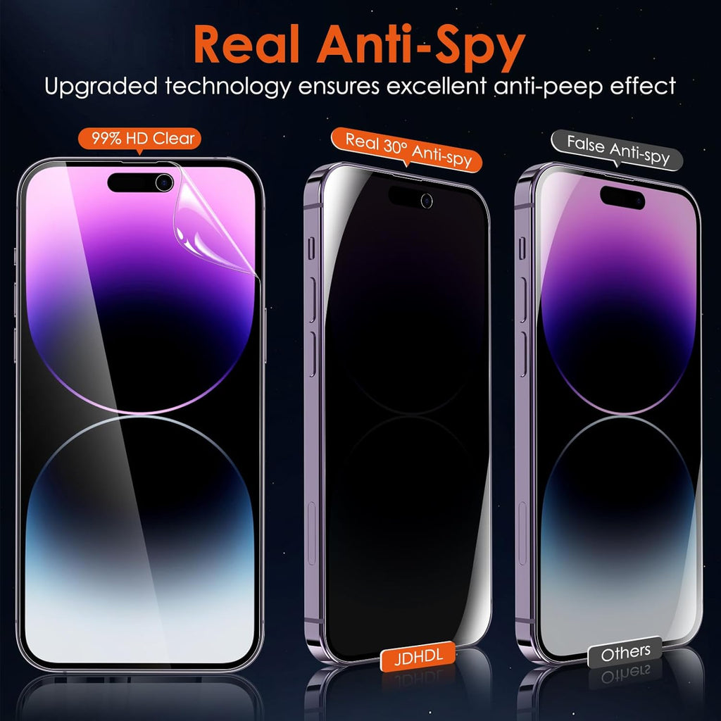 [2+2] for iPhone 15 Pro Max Privacy Screen Protector (NOT Glass) with Tempered Glass Camera Lens Protector, Anti-Spy Non-breakable Soft TPU Hydrogel Film Screen Protector for iPhone 15 Pro Max
