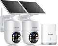 SOLIOM- 5MP Security Cameras Wireless Outdoor, No Subscription,2-Cam Pack, Solar Powered Home Security Camera with 360° Auto Tracking, Pan & Tilt, 3K Color Night Vision,5G & 2.4G Router Compatible