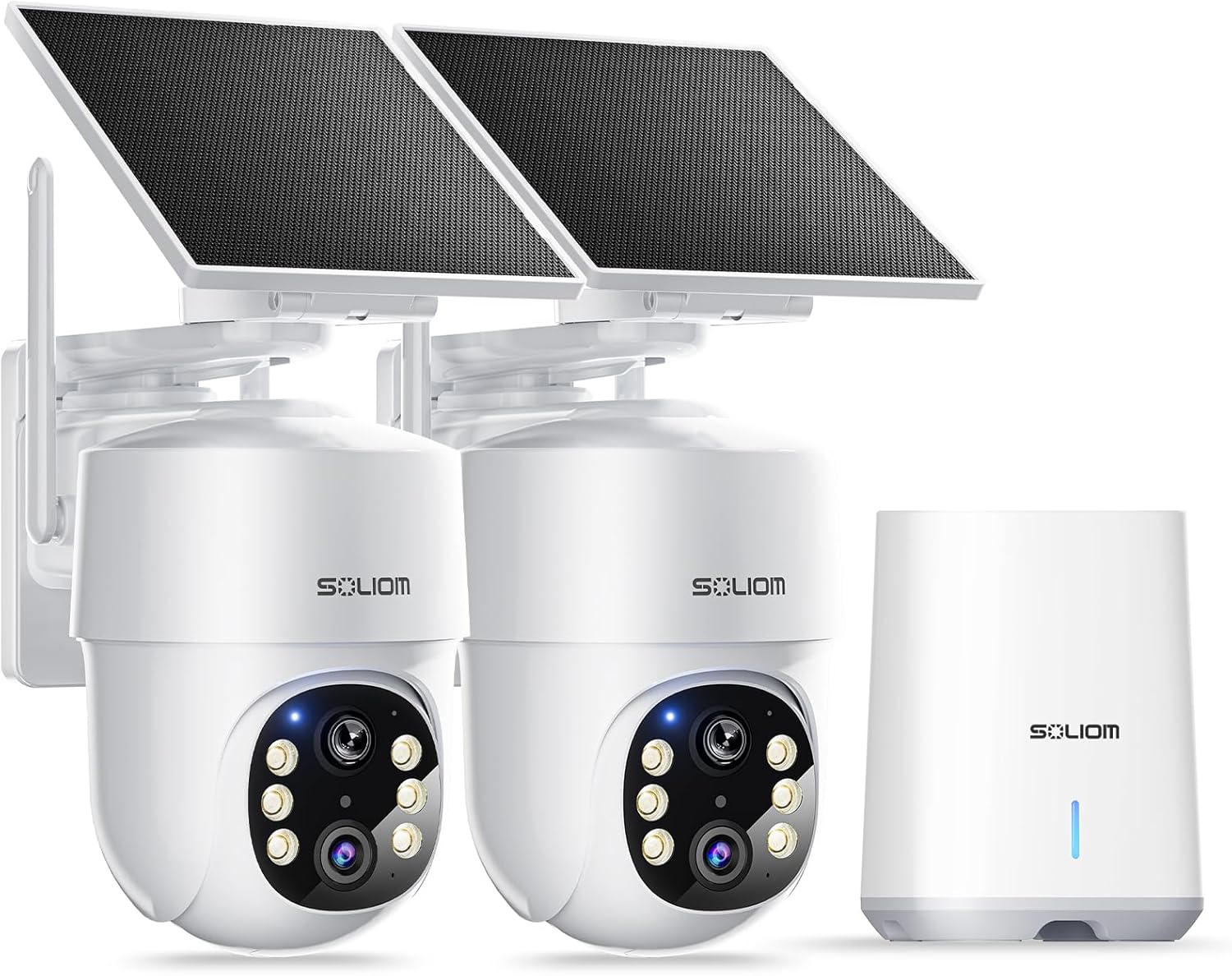 SOLIOM- 5MP Security Cameras Wireless Outdoor, No Subscription,2-Cam Pack, Solar Powered Home Security Camera with 360° Auto Tracking, Pan & Tilt, 3K Color Night Vision,5G & 2.4G Router Compatible