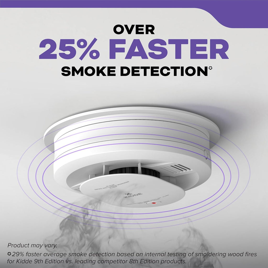 Kidde Hardwired Smoke & Carbon Monoxide Detector for Home, Voice Alerts, 2 AA Battery Backup, 3-Pack