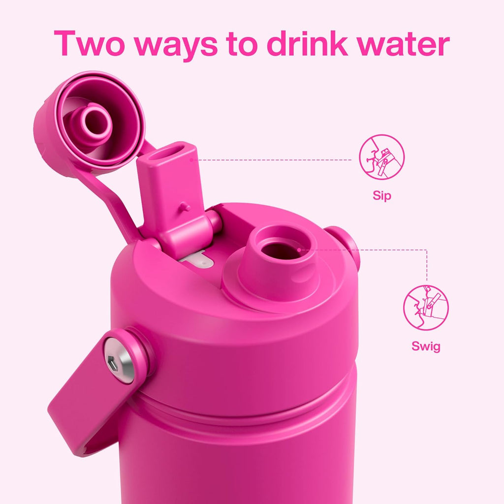 Kids Insualated Water Bottle with Straw - 12oz Stainless Steel Water Bottle with Dual Spouts, Leak-Proof, BPA-Free, Double Wall Vacuum Keeps Cold for 24 Hours for Sports, Travel, School (Persian Rose)
