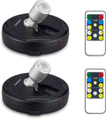 Wireless Spotlight Battery Operated, LED Picture Lights, Stick on Uplighting for Indoor Plant Tree Painting Artwork Portrait Photo Art, Dimmable Accent Puck Light with Remote, 2 Pack