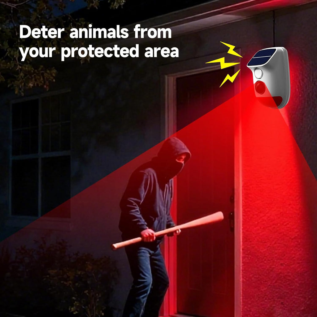 Solar Motion Sensor Alarm - 120dB IP65 Waterproof Security Siren with Strobe Light, 3 Modes for Yard/Farm/Home,16-26ft Pet-Friendly Detection (Buzzer Alarm)