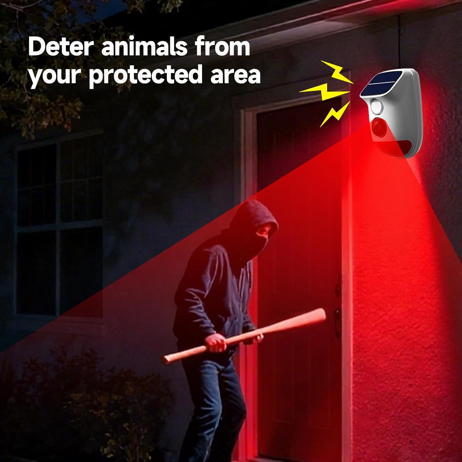 Solar Motion Sensor Alarm - 120dB IP65 Waterproof Security Siren with Strobe Light, 3 Modes for Yard/Farm/Home,16-26ft Pet-Friendly Detection (Buzzer Alarm)