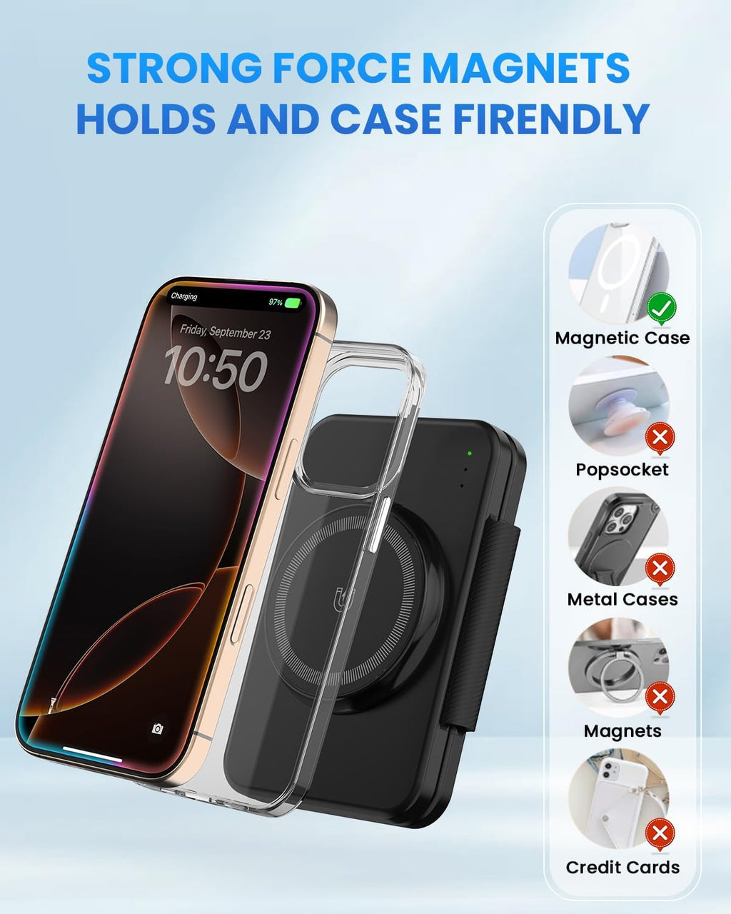 Charging Station Magnetic for iPhone Mag-Safe: JoyGeek 3 in 1 Foldable Wireless Charger for iPhone 16-12 Pro Max Plus, Travel Charger for AirPods, A-pple Watch 10-2 Series