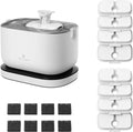 Cordless Pet Water Fountain Battery Operated + 8 Packs Replacement Filters for Dockstream Cat Water Fountain WF005 WF115 WF105, 4 Months Set of Replacement Filters