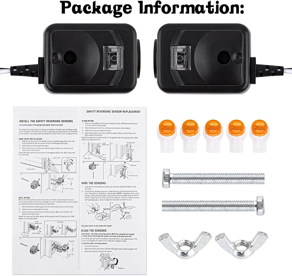 820CB Garage Door Sensor, Safety Sensor Kit Compatible with Chamberlain Liftmaster Sears Craftsman Garage Door Opener Made After 1997. Replacement 41A5034 G801CB-P 801CB 041-0136