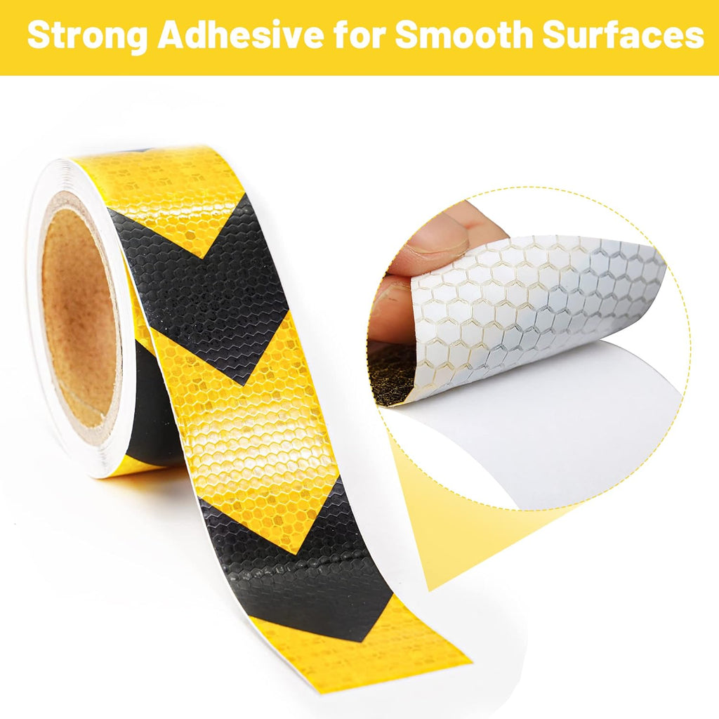 Arrow Reflective Tape 2 Inch x 33 FT Black Yellow Waterproof Caution Safety Tape Stickers Reflector Tape Conspicuity Outdoor Hazard Warning