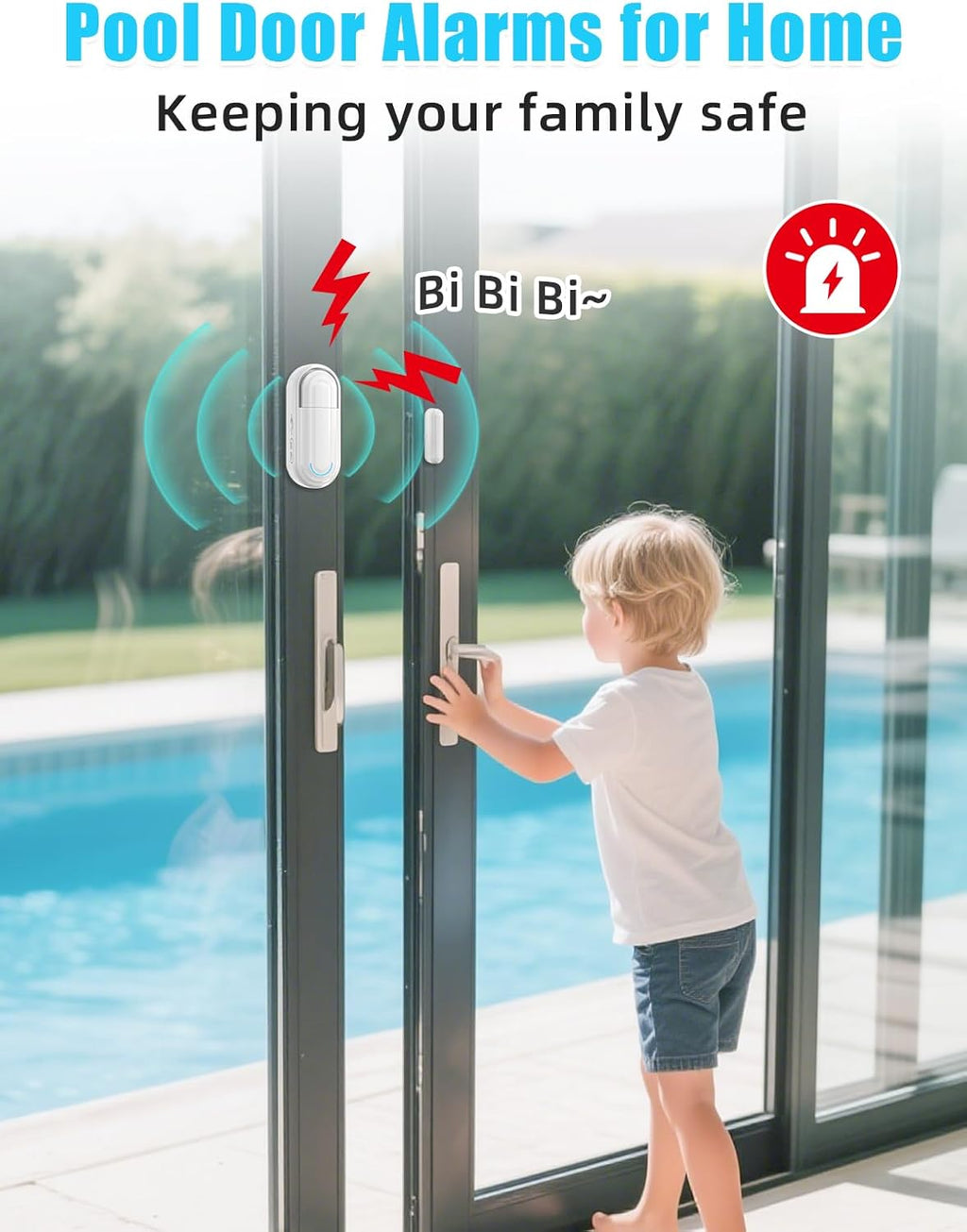 Sanjie Door Alarms for Kids Safety/Home Security/Dementia,Pool Door Alarm Wireless,4 Working Modes,0-120dB Volume Adjustable,Window Door Alarms When Opened,1 Sensor 1 Remote Control