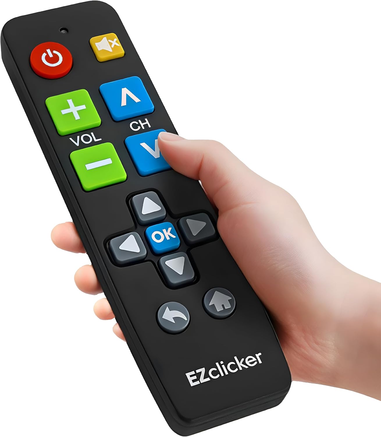 Big Button Universal TV Remote (Black) Simple Easy to Use, Great for Seniors, Works with Major TV Brands (2xAAA Batteries Not Included)