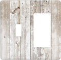 Vintage Light Wood Retro Rustic White Gray Oak Print Outlet Covers 1 Toggle 1 Rocker Combination Decorative Wall Plate Electrical Switch Plates Light Switch Cover Plate for Farmhouse Home Decor