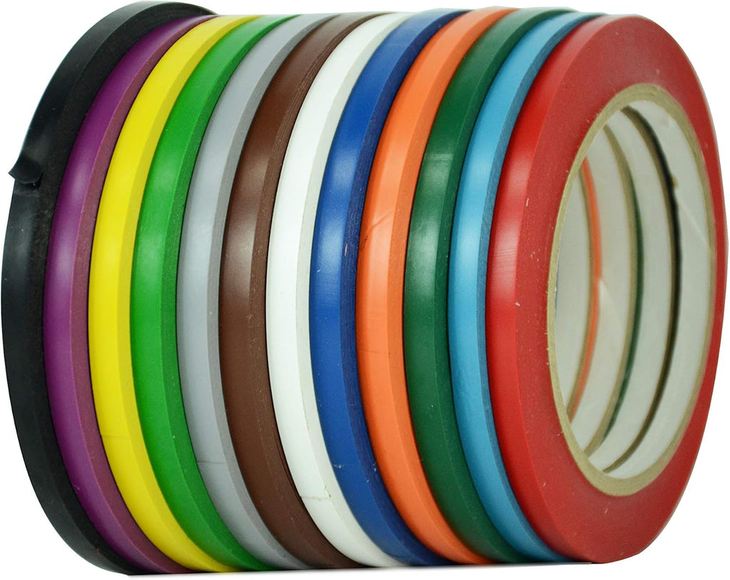 MAT Vinyl Marking Tape Rainbow Pack - 1/4 inch x 36 yds. 12-Rolls Assorted Colors - for Safety Floor Marking (School Gym, Restaurants, Warehouse), Dance Floor Splicing, Pinstriping Cars & Boats