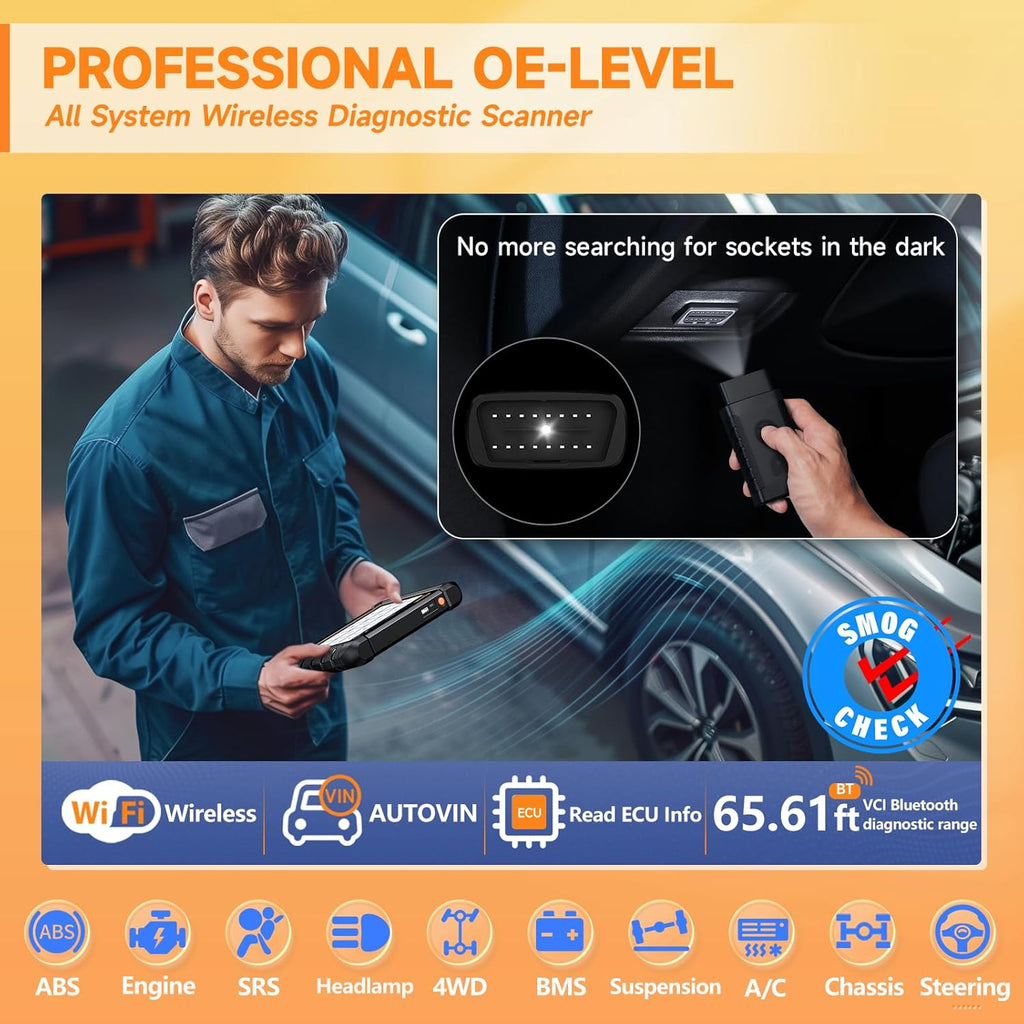FOXWELL Car Scanner NT809BT, All System OBD2 Scanner Diagnostic Tool with 30 Maintenances, Wireless Bidirectional Scan Tool, Professional Car Diagnostic Scanner for All Vehicles, 3 Years Free Update