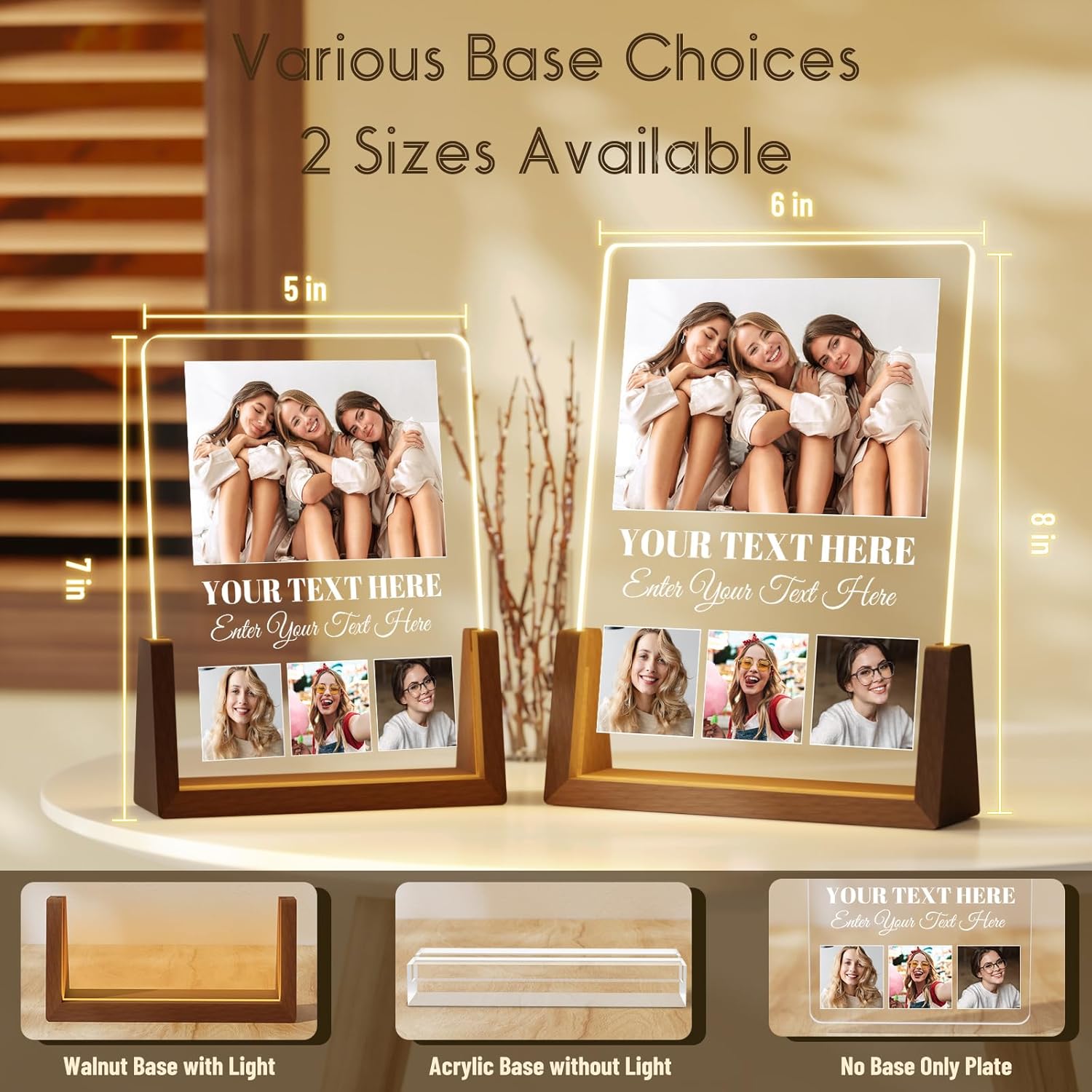 Photo Decorative Plaque Personalized Gifts, Custom Valentines Gifts for Him Her, Customized Picture Frame for Boyfriend Girlfriend Couples Wife Women on Anniversary Birthday