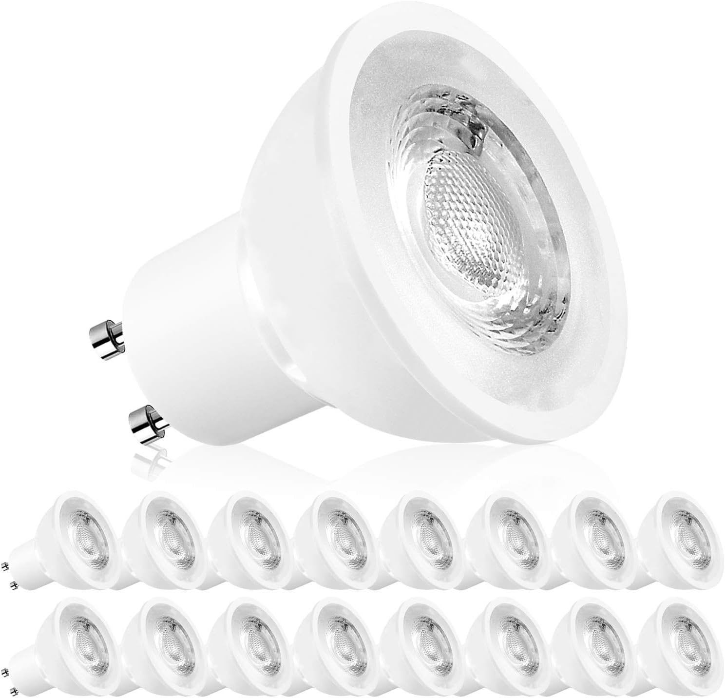 LUXRITE MR16 GU10 LED Bulbs Dimmable, 50W Halogen Equivalent, 2700K Warm White, 500 Lumens, 120V Spotlight LED Bulb GU10, Enclosed Fixture Rated, Perfect for Landscape or Home Lighting (16 Pack)