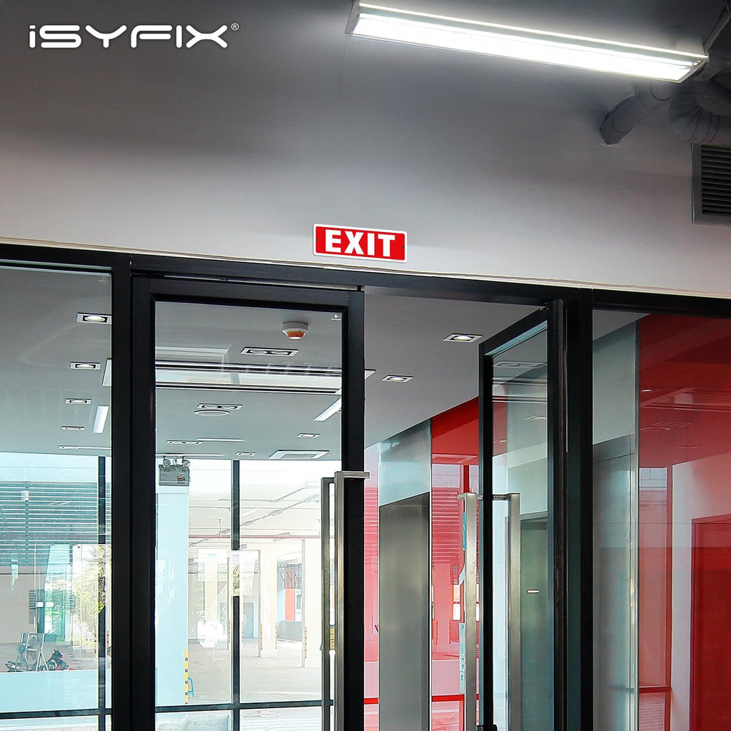 iSYFIX Exit Sign – 12 Pack 12x4 Inch – 100% Rust Free .040 Aluminum Signs, Laminated for Ultimate UV, Weather, Scratch, Water and Fade Resistance, Indoor and Outdoor, Exit Signs for Exterior.