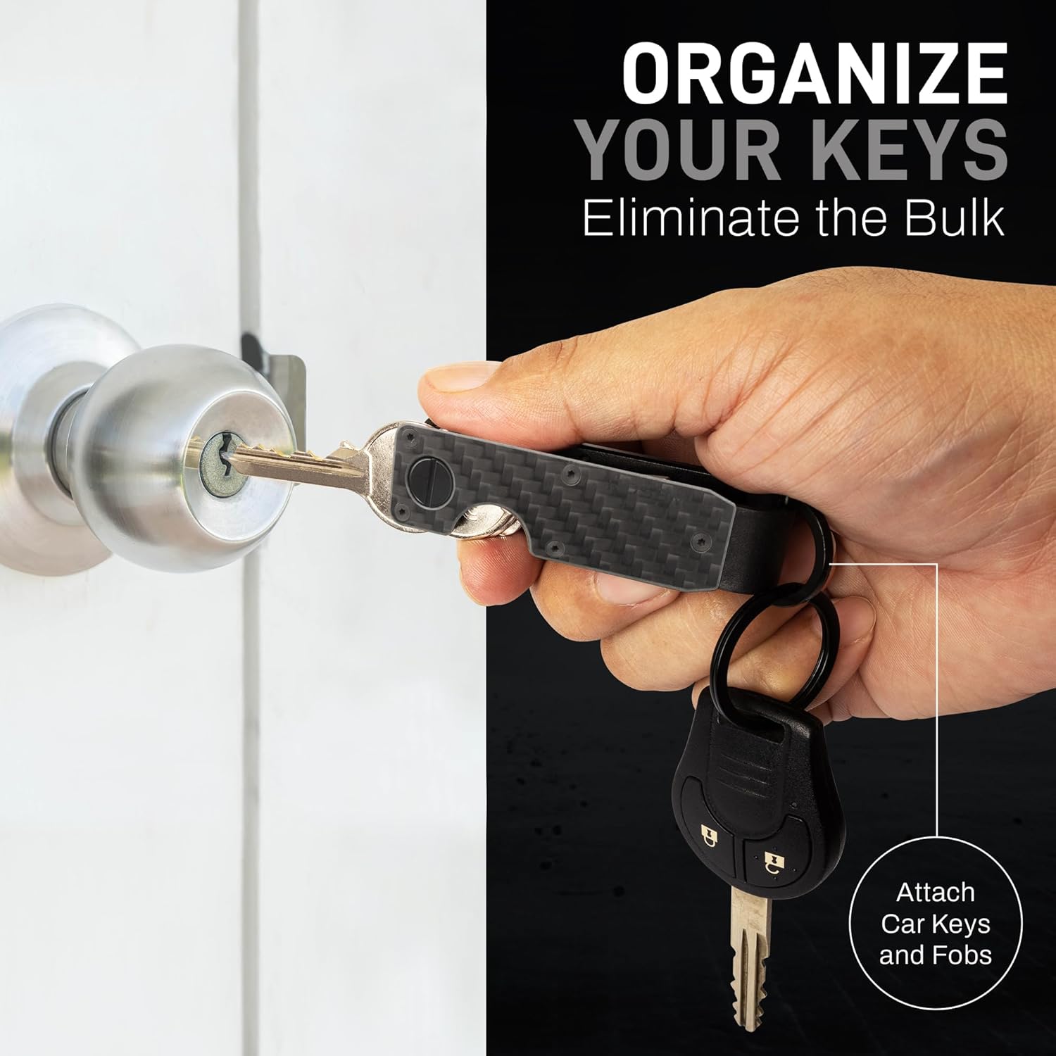 ROSSM Key Organizer - Compact Metallic Key Holder | Minimalist Innovative Keyholder | Smart Keychain Secures 2-6 Keys