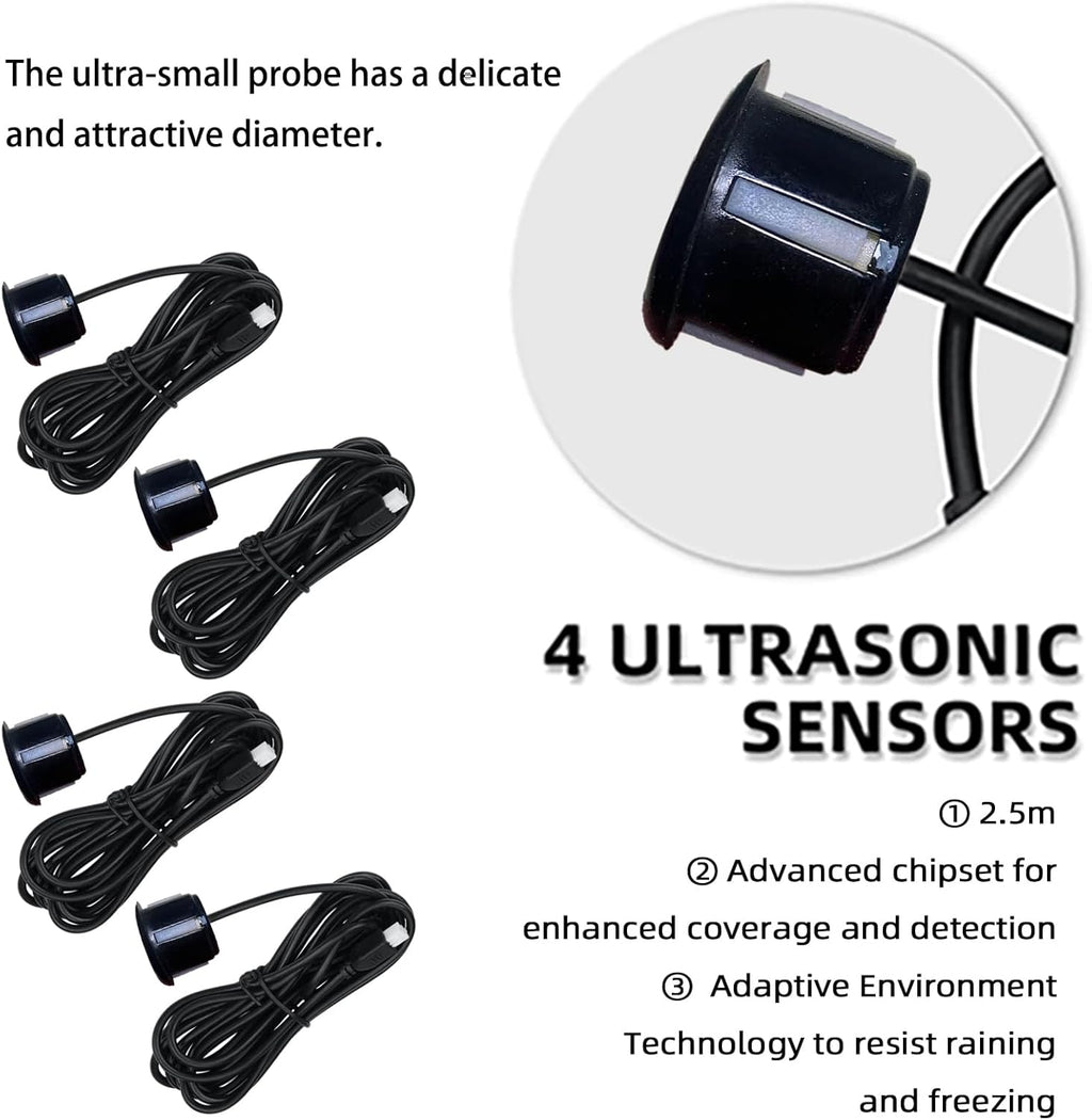 LCD Parking Sensor Kit - Displays Data on Original Screen, Easy Rear Installation, Compatible with CVBS Cameras (Not for AHD), 18 Probe Colors to Match Any Vehicle