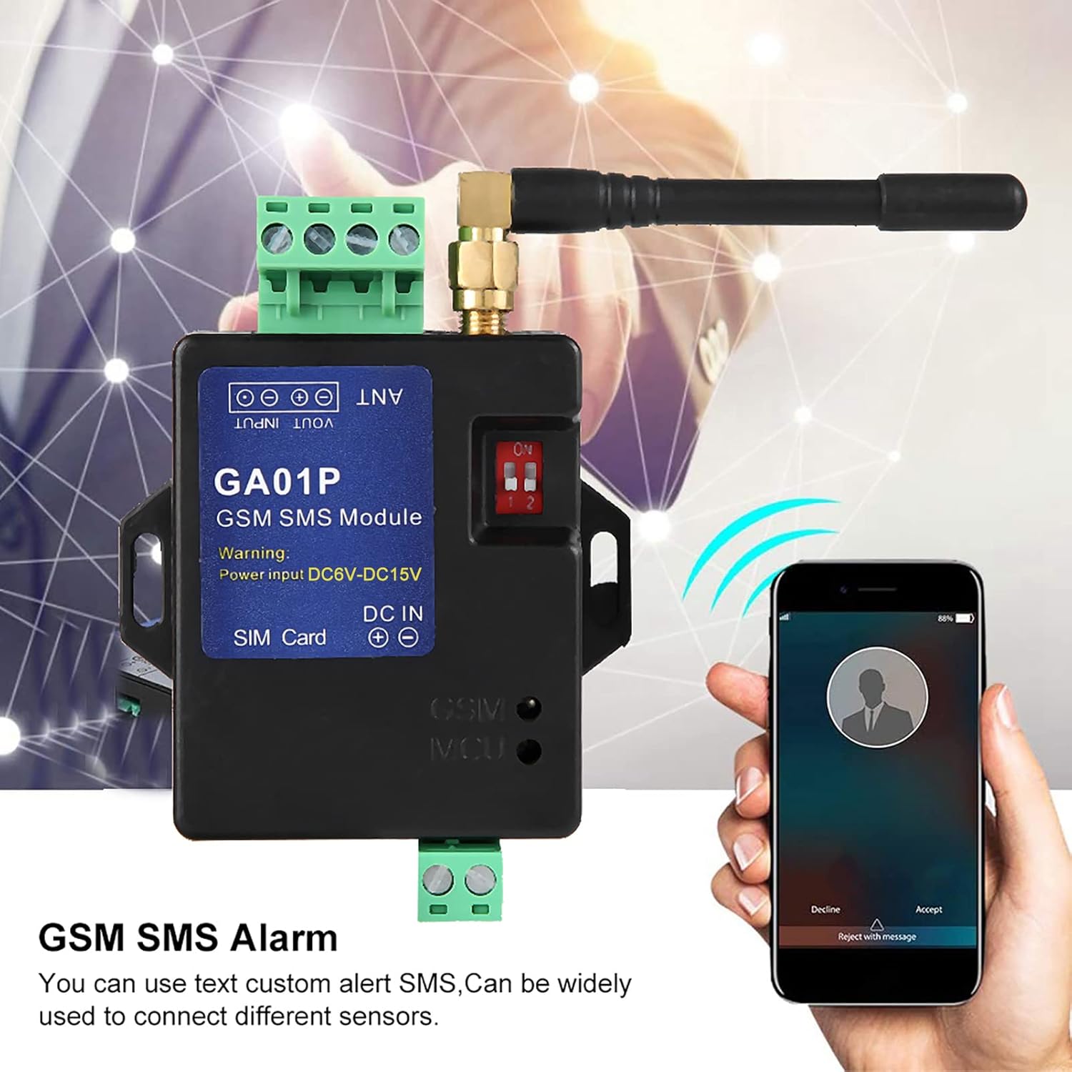 1-Channel GSM SMS Alarm, Power Failure Alert, Customizable Alarm Message, Smart & Slim Design, Wide Sensor Compatibility with Door Magnetic Switch, Gas Detector, Water Level Sensor