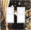 Decorative Outlet Covers Boho Mandala Floral Black Cat Vintage Flower 2 Gang Double Gfci Rocker Electrical Wall Panels Light Switch Cover Plate For Farmhouse Home Decor