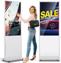 JIYANG 49 Inch Digital Signage Display,Indoor Floor Standing Touchscreen Advertising Display Kiosk Android System,Commercial LCD Totem Support HDMI-in,Store Displays Screens and CMS System(White)