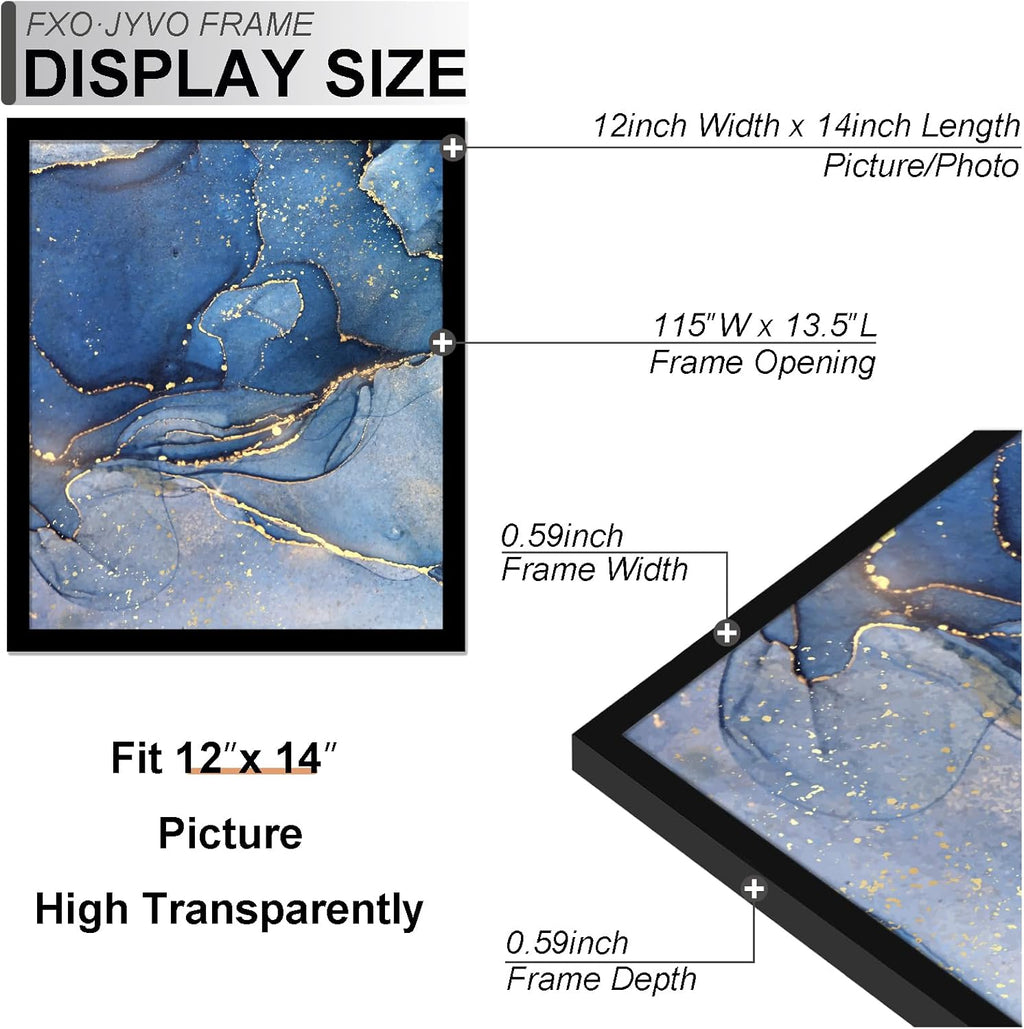 12x14 Picture Frame Set of 6, Black Frame for 12 x 14 Inch Picture Poster Photo, Light Weight and High Transparent 12 by 14 Frame for Wall - 6 Pack/Black/12 x14