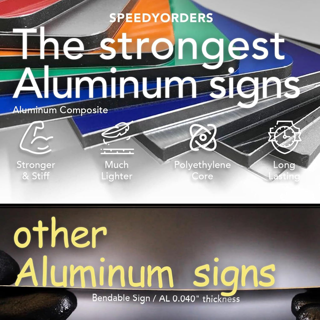 Custom Outdoor Metal Signs - Personalized Aluminum Business Signs, Waterproof, White (Yellow Background, 12x8 In)