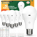 Neporal MagicGlow Rechargeable Light Bulbs with Remote, 3 Colors Shift + Stepless Dimmable Battery Light Bulbs, USB Rechargeable, A19, Up to 24 Hours