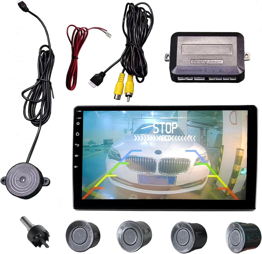 LCD Parking Sensor Kit - Displays Data on Original Screen, Easy Rear Installation, Compatible with All Camera Formats (AHD, CVBS), 18 Probe Colors to Match Any Vehicle