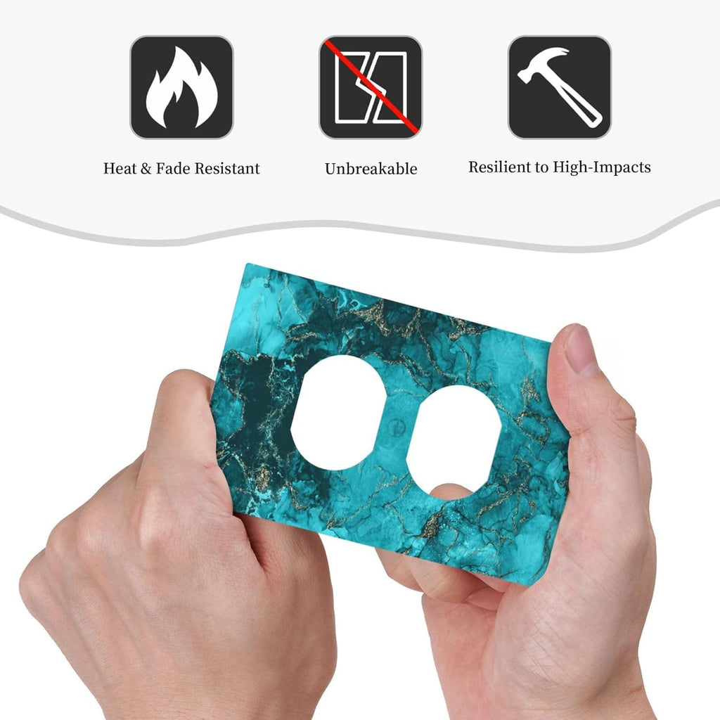 Decorative Outlet Covers Modern Abstract Turquoise Blue Marble Texture 1 Gang Duplex Light Switch Cover Plate Unique Wall Plates Switch Plate Cover for Bathroom Home Decor（2 Pack）
