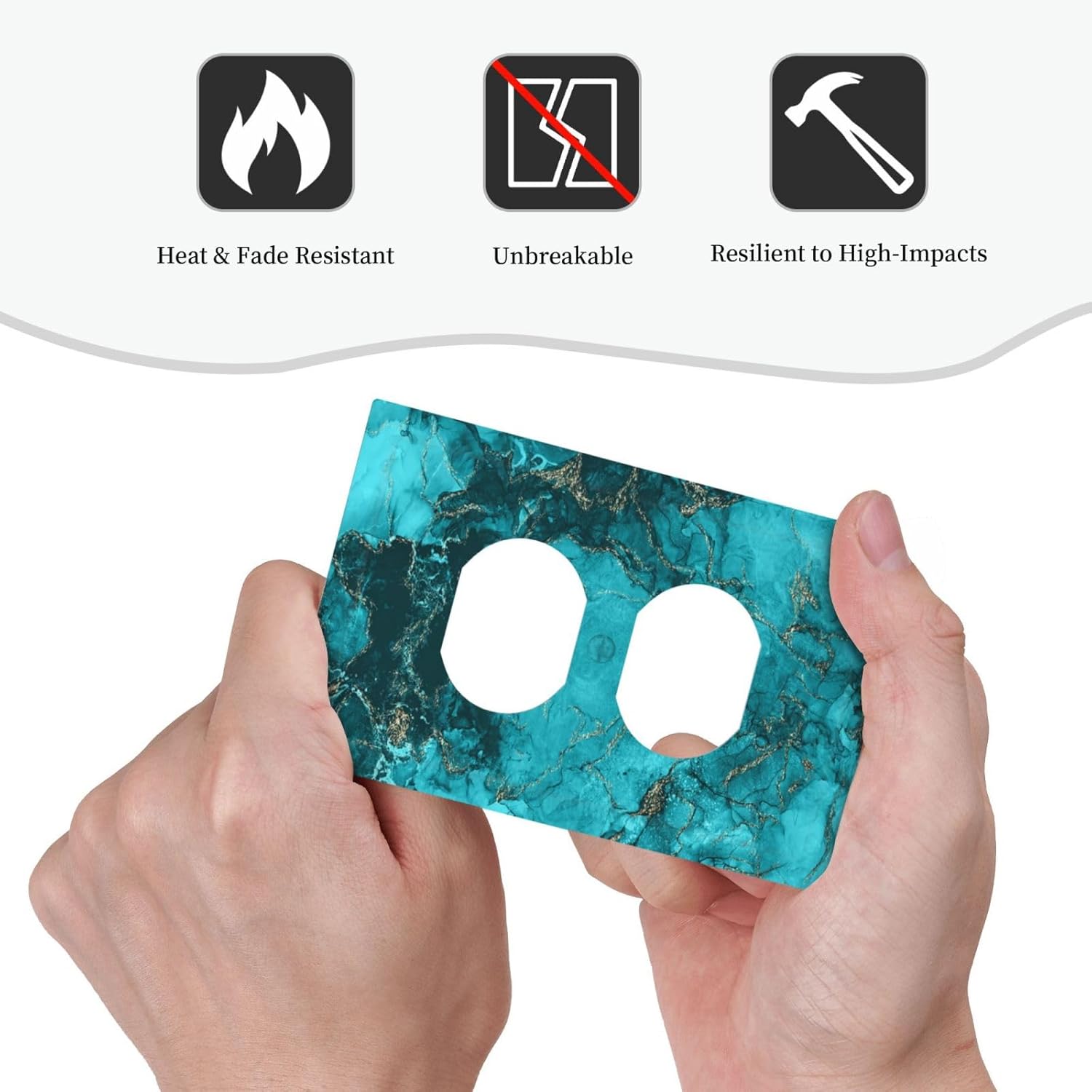 Decorative Outlet Covers Modern Abstract Turquoise Blue Marble Texture 1 Gang Duplex Light Switch Cover Plate Unique Wall Plates Switch Plate Cover for Bathroom Home Decor（2 Pack）