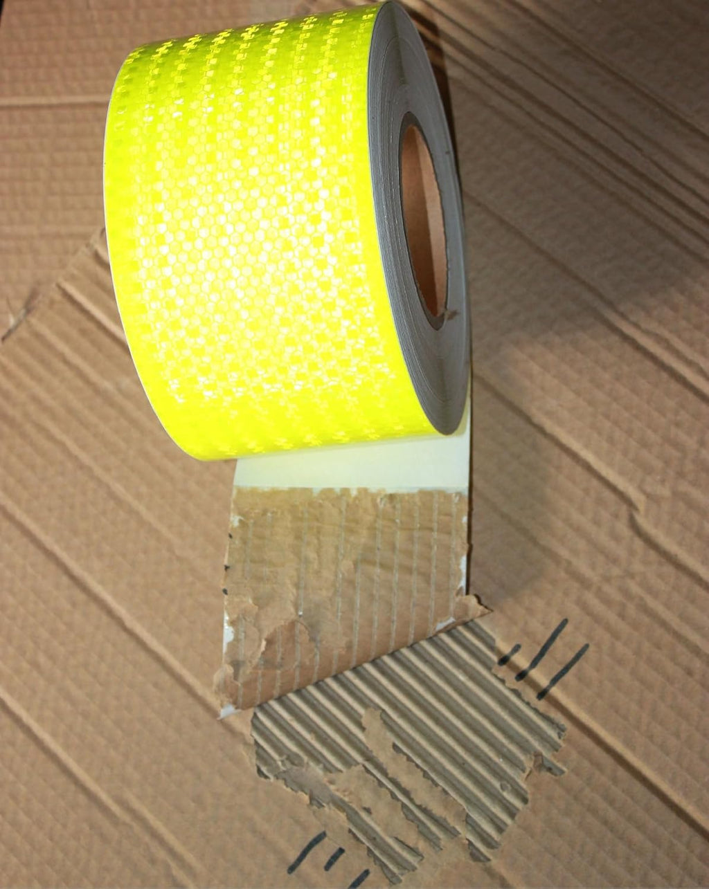 Fluorescent Yellow Reflective Tape Outdoor Waterproof 4 inch Wide, High Visibility Warning Safety Industrial Marking Tape (68 feet,5 Rolls)
