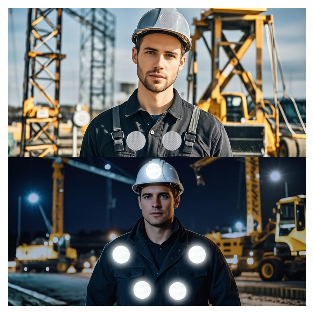 Non Fading White Reflective Stickers 1-inch Diameter Round Reflector, Outdoor Waterproof High Visibility Warning Adhesive Tape (100 Pcs)