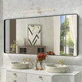 Matte Black Bathroom Mirror,72x32 Inch Large Black Metal Frame Vanity Mirror,Round Corner Black Rectangle Mirror for Wall,Tempered Glass,Anti-Rust(Horizontal/Vertical)