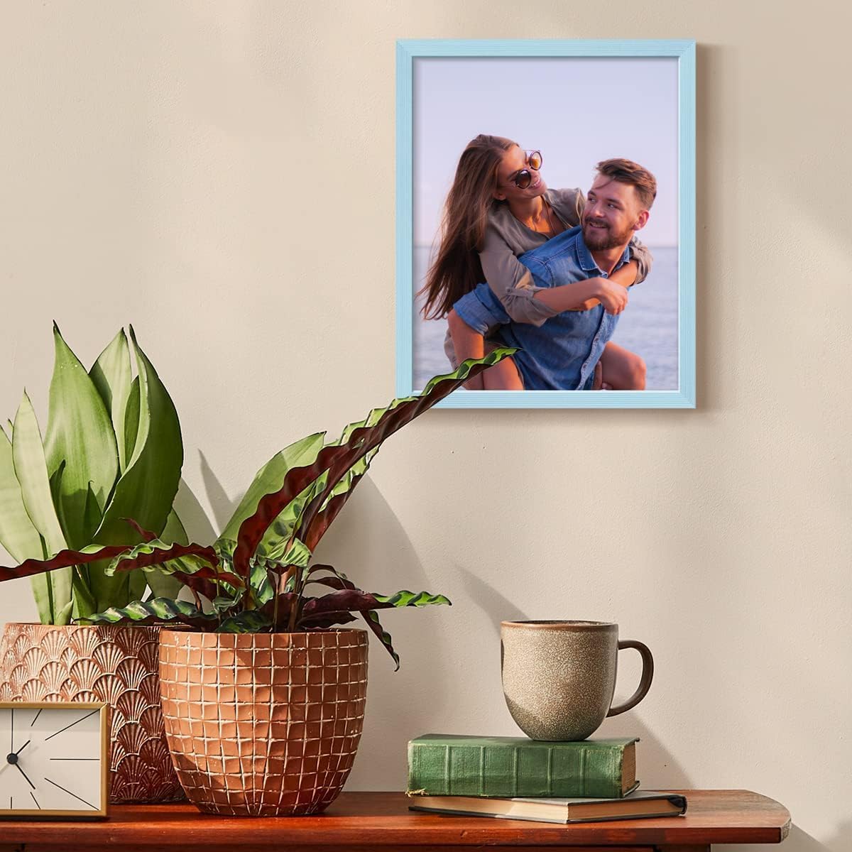 Renditions Gallery 8X10 Custom Photo Prints with Real Wood Picture Frames. Create Personalized Photos with Peel & Stick Photo Frames. Single, Blue Frame